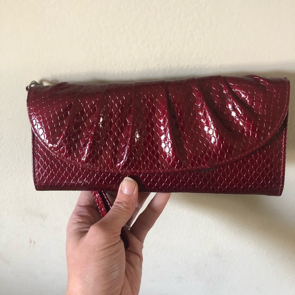 4 for $20 - red snakeskin clutch
